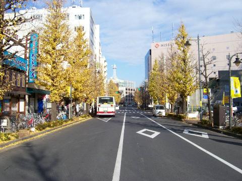 三鷹駅北口ロータリーから北方向・・・信号の先左手に当店がございます